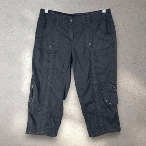 Style & Co Cargo Capri Pants Women’s Size 4P Black Utility Streetwear Y2K Grunge
